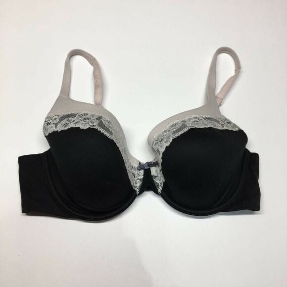 Body By Victoria's Secret Womens Full Coverage Bra Black White Lace Stretch 34D - Picture 1 of 6